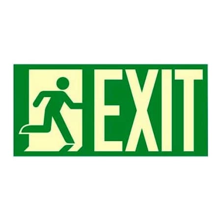 American Permalight Photoluminescent "Man To Right Exit" NYC-Mea-Listed Aluminum Sign 86-60287F